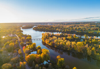 Wall Mural - canadian autumn in laval, quebec, aerial view