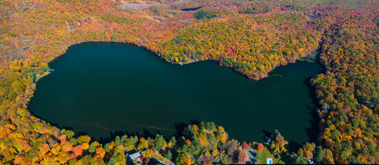 Sticker - Autumn in Mont-Saint-Bruno National Park, Canada, aerial view