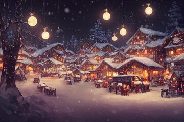 Wall Mural - Christmas celebration in the city of night