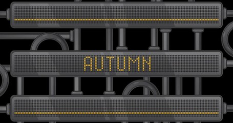 Poster - Autumn text on a Digital Led Panel. Announcement Message with Light Equipment.