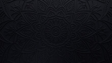Black Ornate Design Background. Three-dimensional Diwali Celebration Concept. 3D Render.