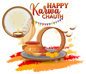 Wall Mural - Happy Karva Chauth Banner Design