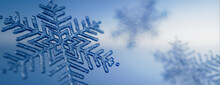 Winter Background With Natural Frozen Snowflake. Festive Banner With Copy-space.