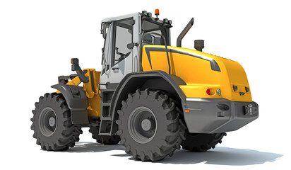 Wall Mural - Wheel Loader heavy construction machinery 3D rendering on white background