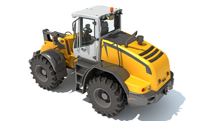 Wall Mural - Wheel Loader heavy construction machinery 3D rendering on white background