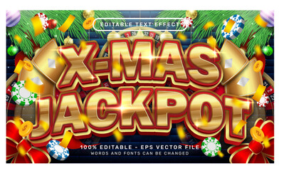 Poster - x-mas jackpot 3d text effect and editable text effect with christmas background