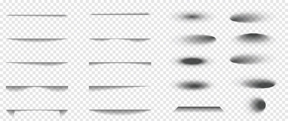 Fototapete - abstract gradient shadow effect on white background vector. set of realistic shadow different shapes