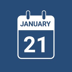 Wall Mural - January 21 calendar icon , January calendar icon 