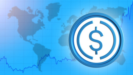 Aufkleber - usdc rise and fall chart. usdc logo in front of world map. usdc trading. usd coins. digital dollar i