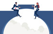 © treety - Business team building bridge over cliff gap, Business teamwork and mutual assistance in business concept