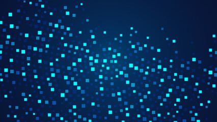 Poster - Geometric colored mosaic background frame. Texture of chaotic squares, dots, fragments, pixel. Connection of ornament circular. Banner for technology, websites, presentations. Vector
