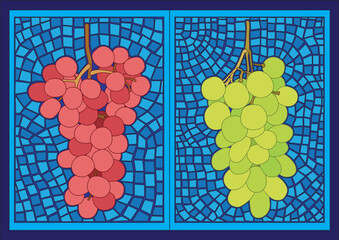 Wall Mural - grape fruit colorful design moses stained glass and pattem background illustration vector
