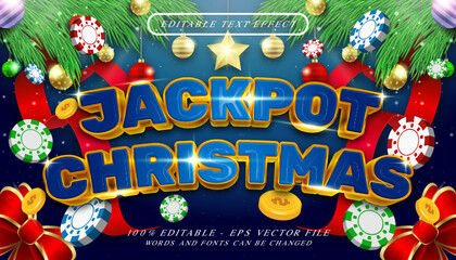 Poster - jackpot christmas 3d text effect and editable text effect with christmas background