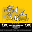 World Day For Audiovisual Heritage, poster and banner vector