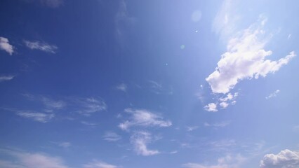 Wall Mural - Time lapse video of light white clouds moving fast in the sky on a clear summer day