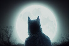 Werewolf With Full Moon. Generative AI