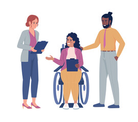Poster - Office small talk semi flat color vector characters. Editable figures. Full body people on white. Informal communication simple cartoon style illustration for web graphic design and animation