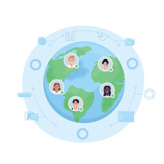 Poster - international staff flat concept vector illustration. editable 2d cartoon characters on white for we
