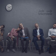 Tired people waiting for an interview