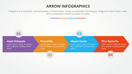 Aufkleber - arrow style infographic slide presentation template with modern flat style color with 4 arrow to right direction