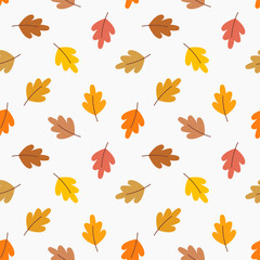 Canvas Print - autumn leaves seamless pattern. oak tree leaves falling.