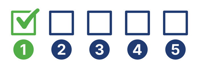 Aufkleber - Ticking check mark on checkbox of number 1 vector illustration. Choice, selection and decision symbol.