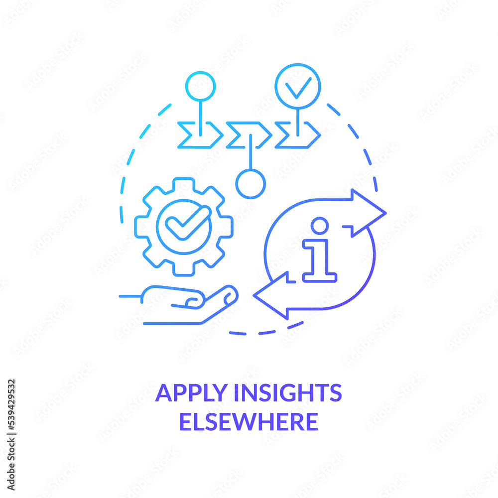 Apply Insight Apply insights elsewhere concept blue gradient icon. Customer journey ...