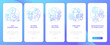© IMG visuals icons - H2 fuel cells pros blue gradient onboarding mobile app screen. Green energy walkthrough 5 steps graphic instructions with linear concepts. UI, UX, GUI template. Myriad Pro-Bold, Pro-Regular fonts used