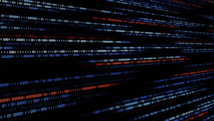 Poster - Binary Code in flow motion - Information technology concept - digital systems theme - cyber internet or network concept