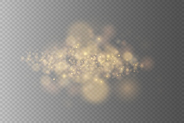 Shining bokeh isolated on transparent background. Christmas concept