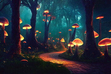 Wall Mural - Fabulous mystical mushrooms