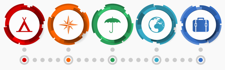 Poster - Adventure concept vector icon set, travel infographic template,colorful flat design web buttons