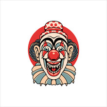 Smiling Evil Clown Scary Illustration