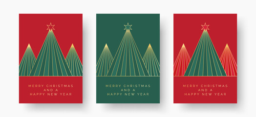 Wall Mural - christmas card design templates. set of elegant christmas greeting card designs with geometric chris