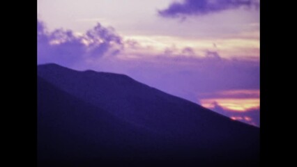 Wall Mural - Italy 1973, Silhouette hills at sunset