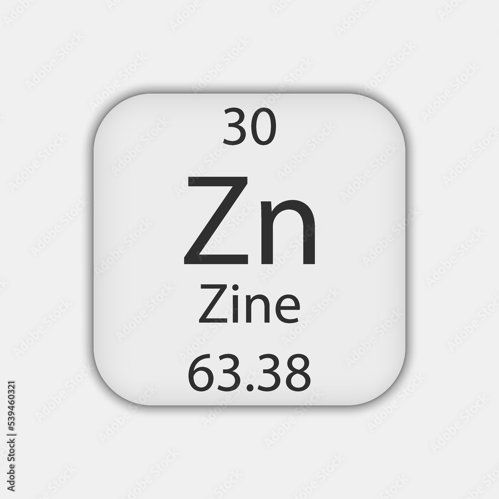 Zine symbol. Chemical element of the periodic table. Vector illustration.