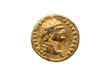 © Tony Baggett - Roman gold aureus replica coin obverse of Roman Emperor Domitian AD 81-96, png stock photo file cut out and isolated on a transparent background