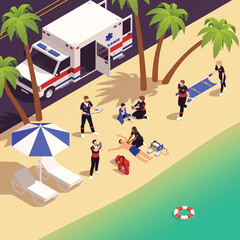 Sticker - First Aid Isometric Background