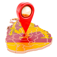Poster - map pointer on the map of sri lanka, 3d rendering