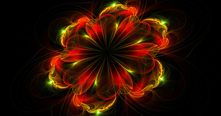 Fototapete - Fractal flower. Fractal image as bacground with flower. Creative element for desing