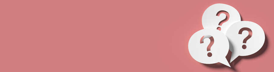 Poster - Question mark in front of a red color wall background. Business support concept - 3D Rendering.