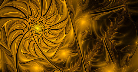 Poster - Fractal spiral. Abstract fractal patterns and shapes. Dynamic flowing natural forms.