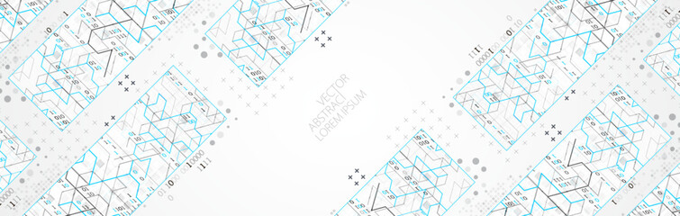 Abstract horizontal technology background. Communication concept, futuristic digital innovation background. Vector illustration