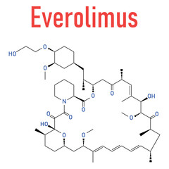 Poster - Everolimus immunosuppressant molecule. Used in drug-eluting coronary stents. Skeletal formula.