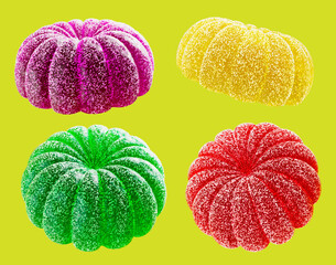 Wall Mural - Jelly Candy. Delicious colorful marmalade, isolated on background. 3d illustration