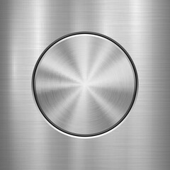 Poster - Metal technology background with abstract circle bevels and polished, brushed texture, chrome, silver, steel, aluminum for design concepts, web, prints, wallpapers, interfaces. Vector illustration.