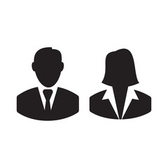 user icon of woman and man in business suit vector illustration symbol