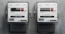 Electricity Meters And Concrete Wall - 3D Illustration