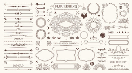 Wall Mural - vintage sign frames. old decorative frame design, retro ornate label elements and luxurious vintage 