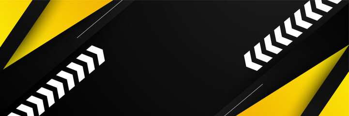 black and yellow modern wide banner. Vector abstract graphic design banner pattern presentation background web template.